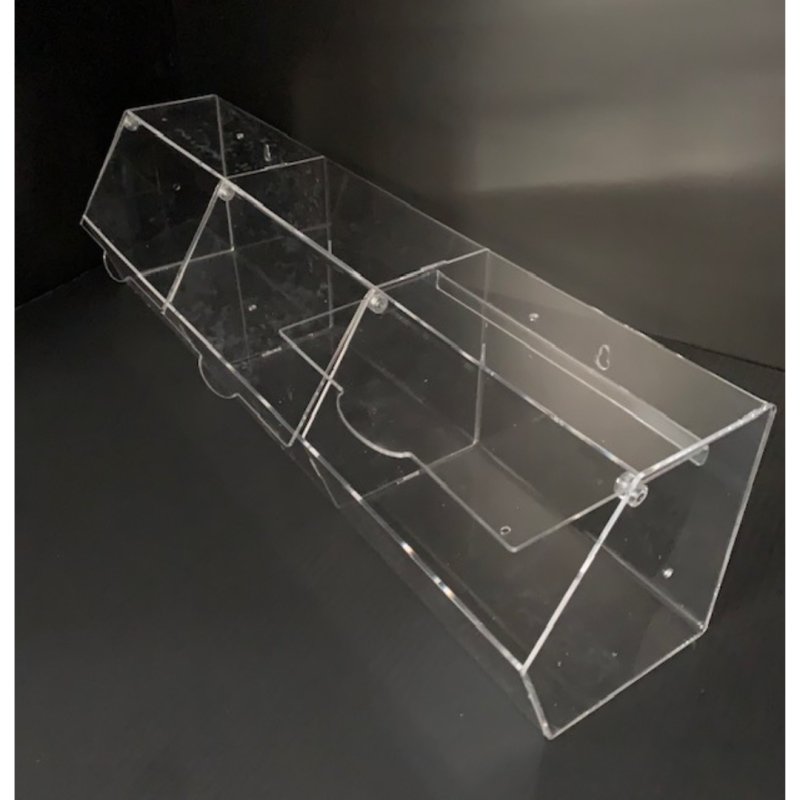 Présentoir de confiseries, 3 compartiments en plexiglas Présentoir de confiseries, 3 compartiments en plexiglas