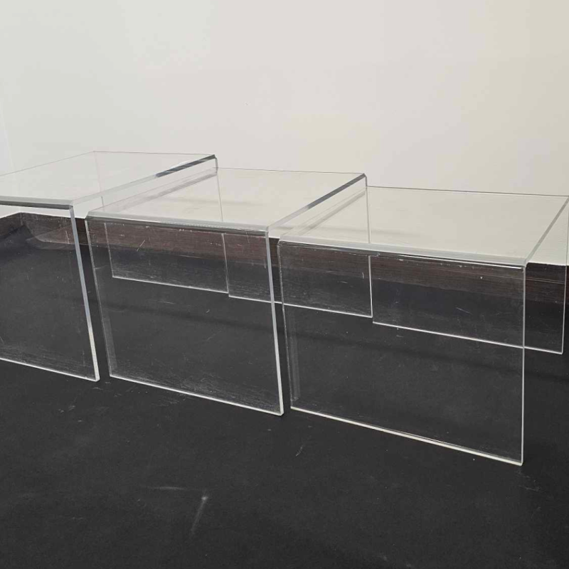 Table gigogne plexi lot de 3 - 500 / 450 / 400mm