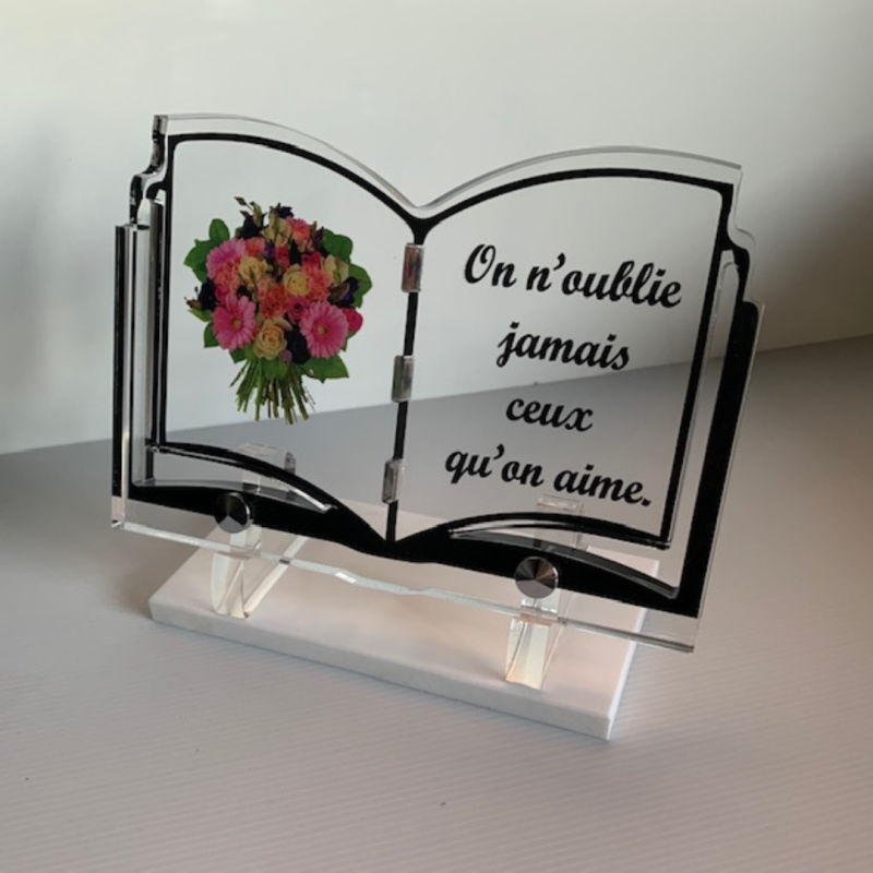 Plaque funéraire Livre en plexi